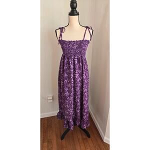 Blue gecko smocked chest purple maxi sundress dress medium?